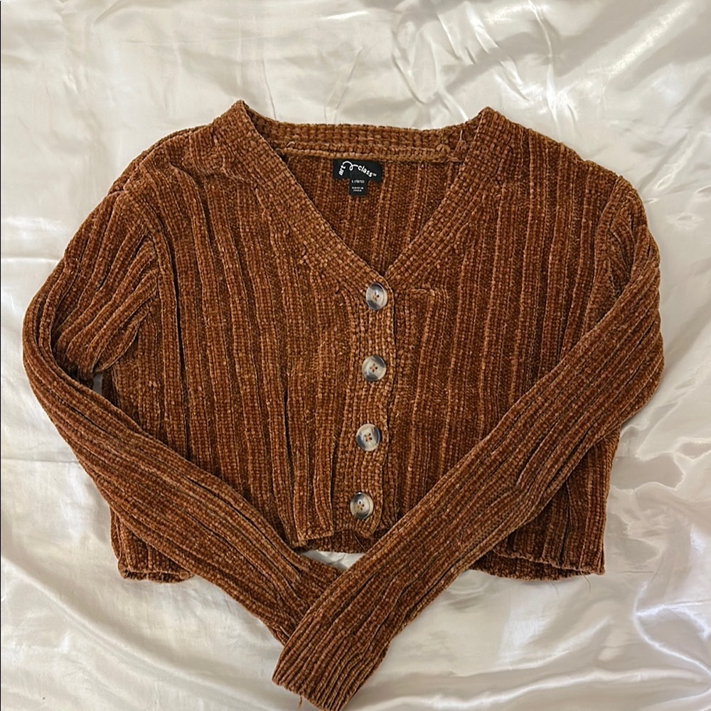 Brown Button-Up Girls Sweater